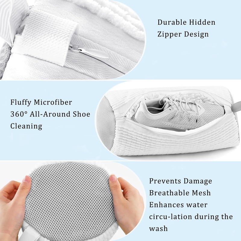 Fachoige Shoe Washing Machine Bag, Shoe Laundry Bags for Washing Machine, 2 Pcs Sneaker Shoe Washing Bag, Laundry Shoe Bag for Washer and Dryer, Reusable Shoe Washing Bags (White) - Image 3